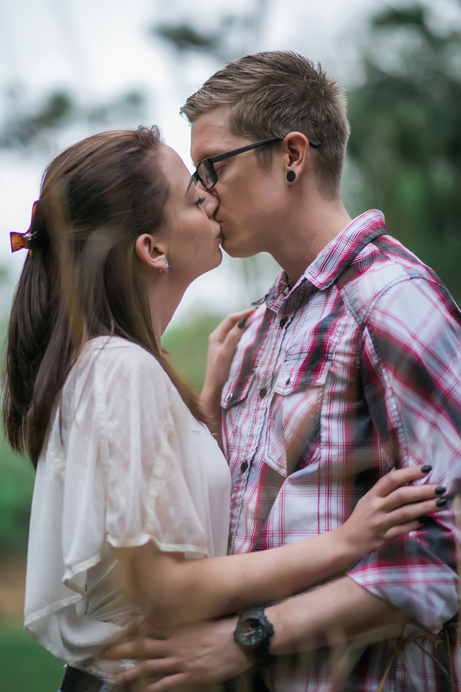 engagement pictures kissing in the park